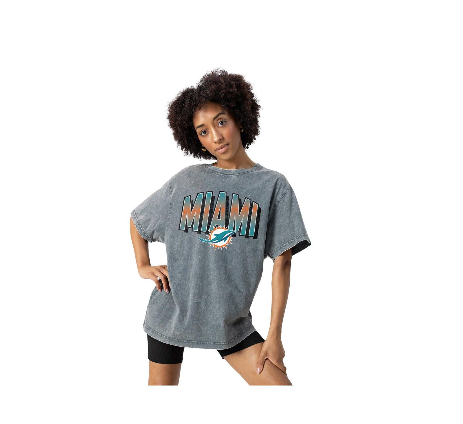 Женская футболка Gameday Couture Gray Miami Dolphins Peak Performance Oversized Snow Wash