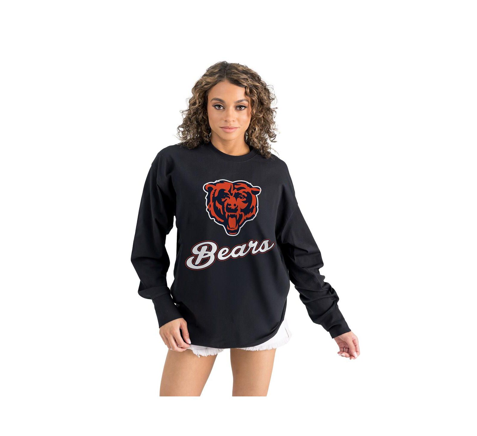 Женская футболка Gameday Couture Black Chicago Bears Oversized с длинным рукавом