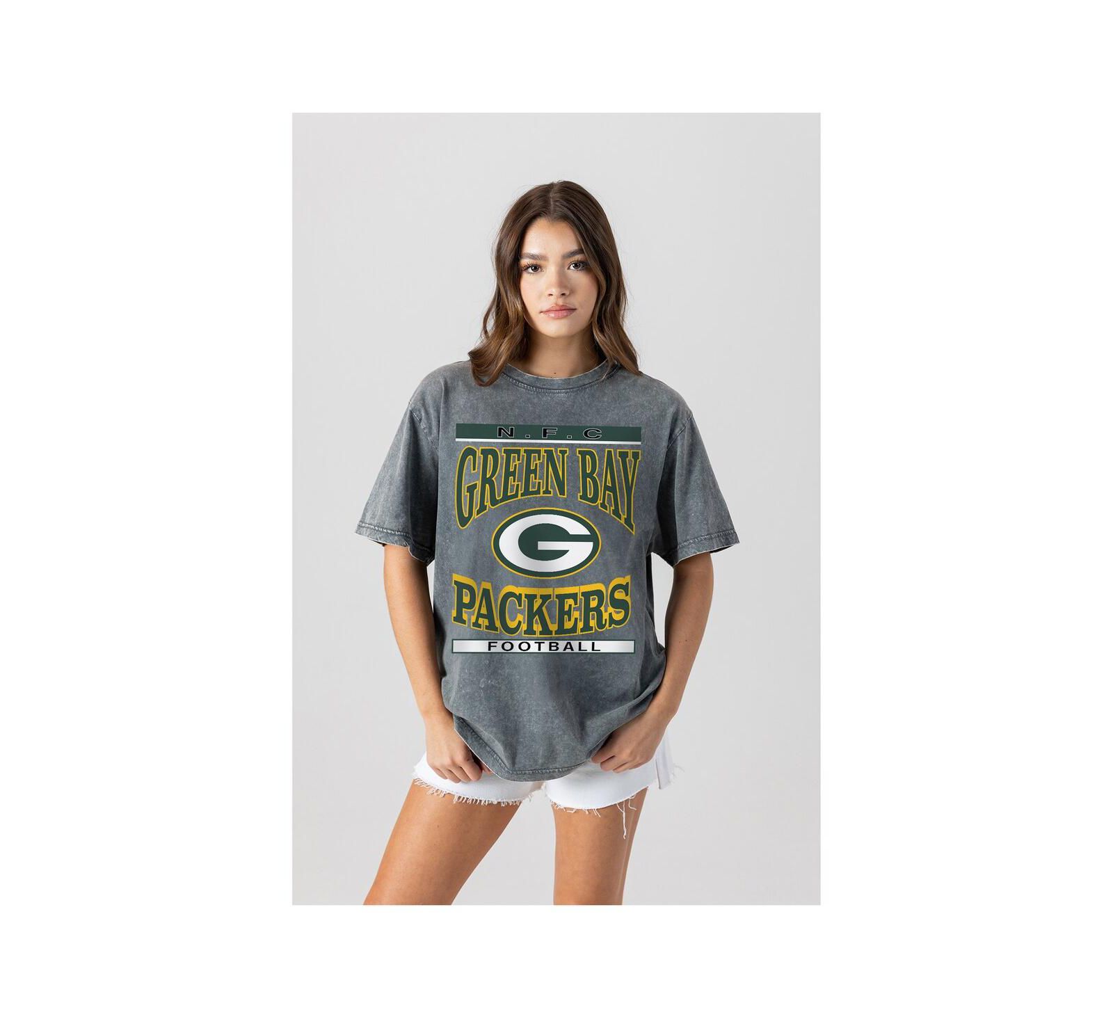 Gameday Couture Женская футболка oversized Green Bay Packers Classic Grind Washed Gray