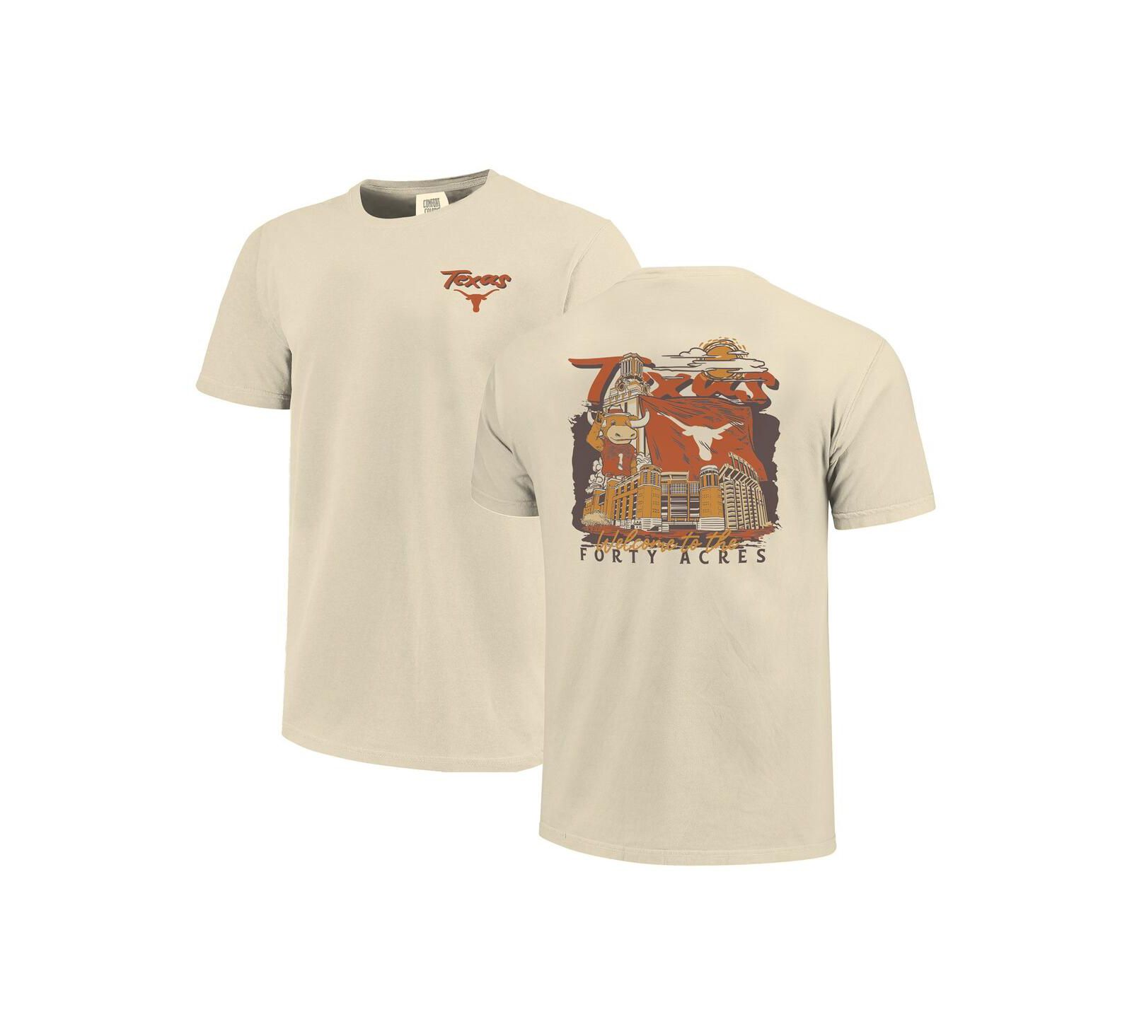 Image One Мужской Image One Natural Texas Longhorns Comfort Colors Hand-Drawn Campus Stack T-Shirt