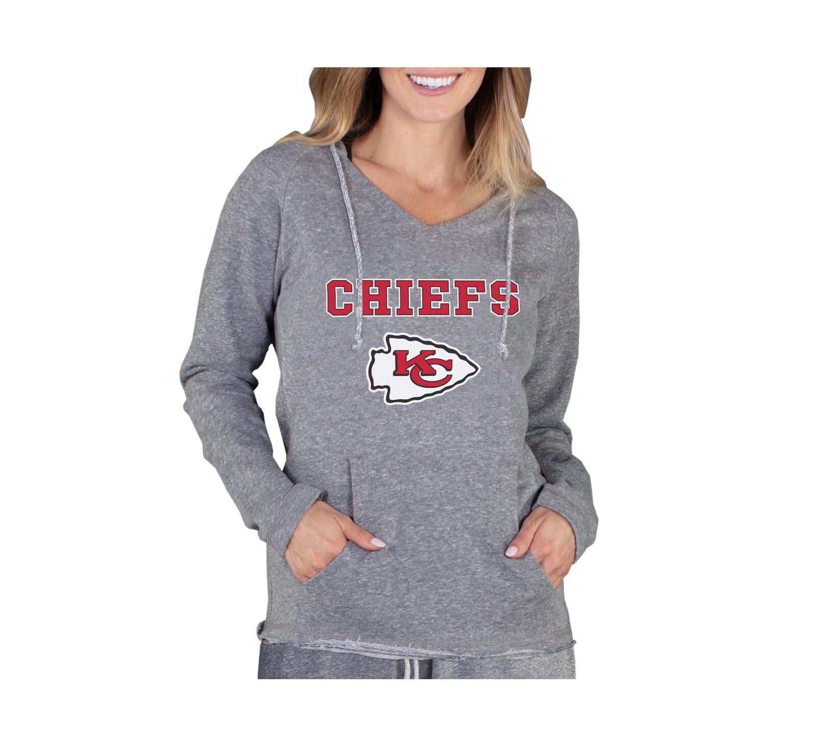 Concepts Sport Women's Gray Kansas City Chiefs Mainstream Tri-Blend Raglan Hoodie V-Neck Top