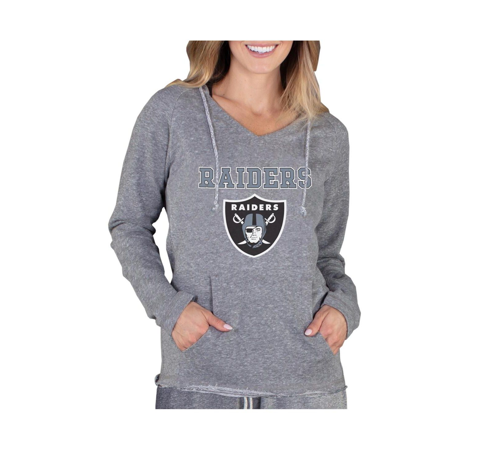 Concepts Sport Women's Gray Las Vegas Raiders Mainstream Tri-Blend Raglan Hoodie V-Neck Top