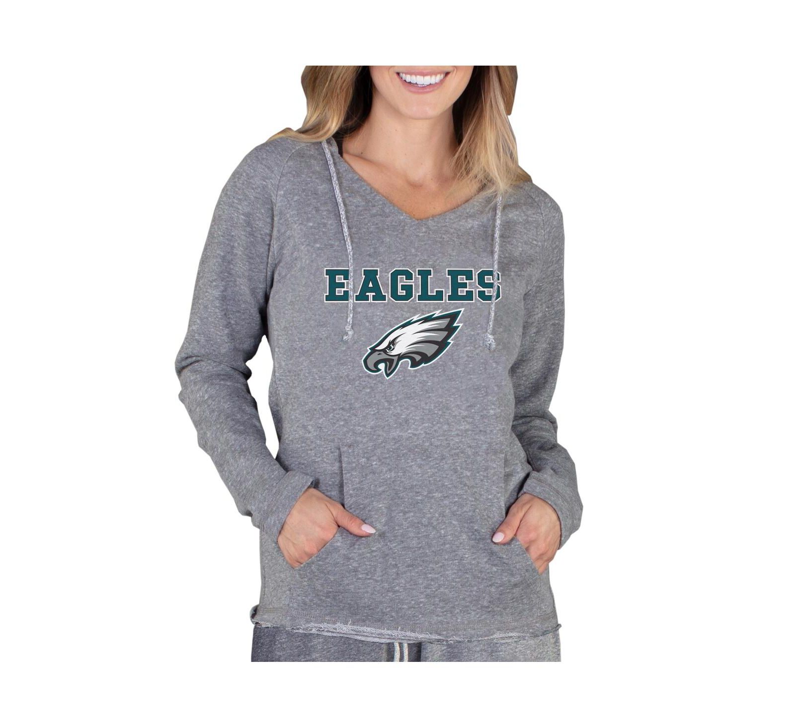 Concepts Sport Women's Gray Philadelphia Eagles Mainstream Tri-Blend Raglan Hoodie V-Neck Top