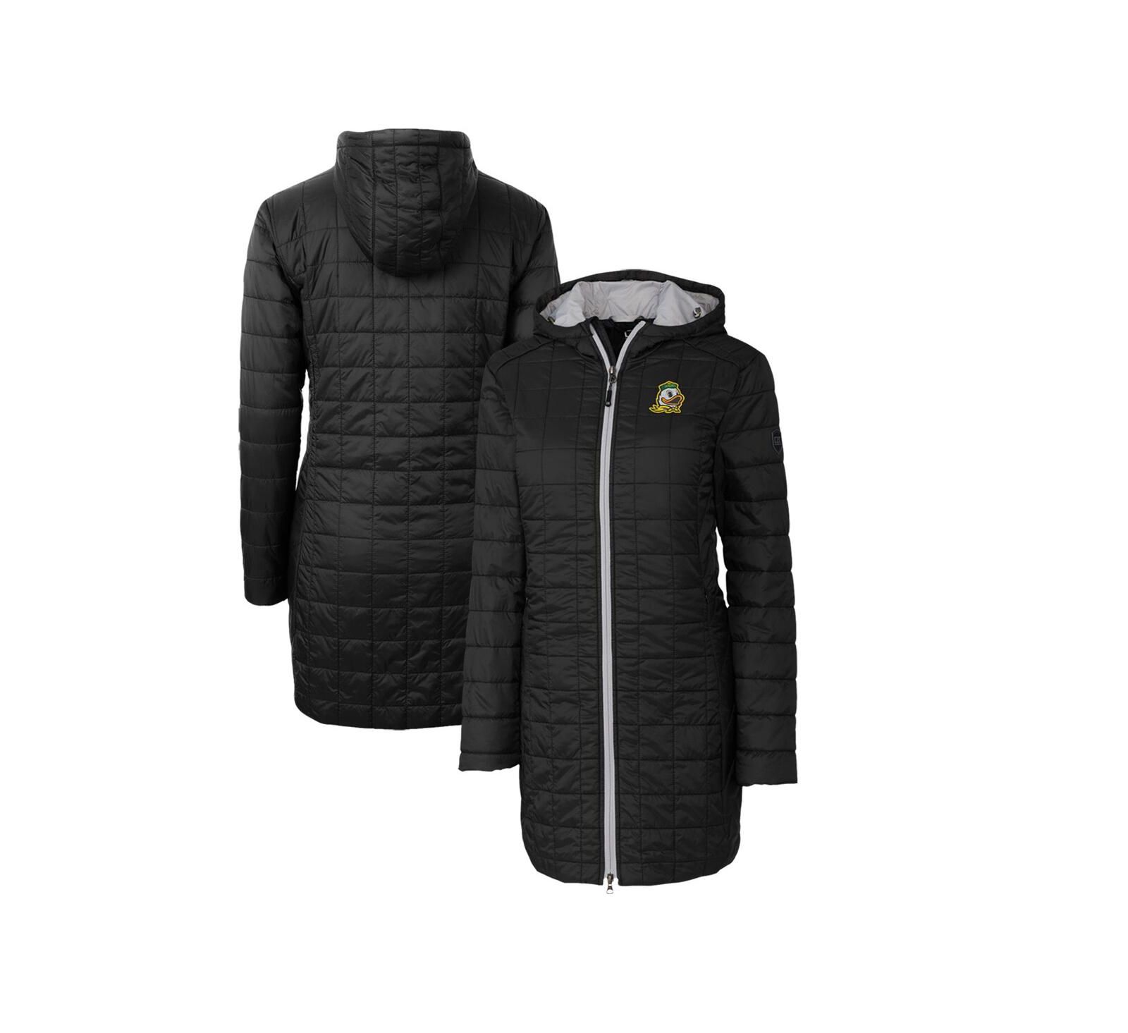 Женское длинное пальто Cutter & Buck Oregon Ducks Rainier PrimaLoft Eco с капюшоном Black