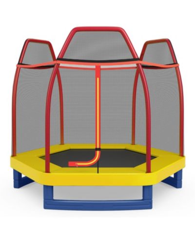 SUGIFT 7 Feet Kids Recreational Bounce Jumper Trampoline-Red