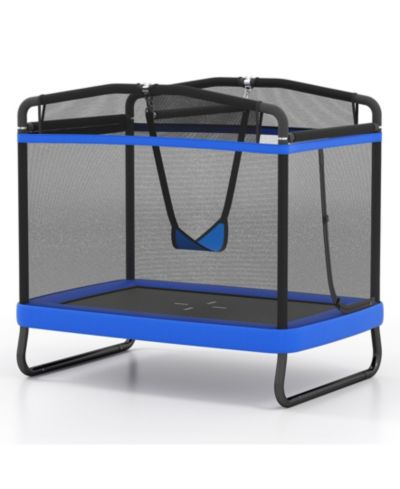 SUGIFT 6 FT Kids Trampoline with Swing and Horizontal Bar Small Rectangle Trampoline