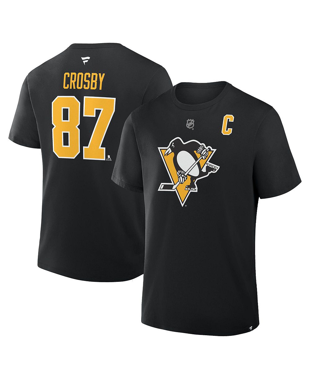 Fanatics Men's Sidney Crosby Black Pittsburgh Penguins Authentic Stack Name & Number T-Shirt