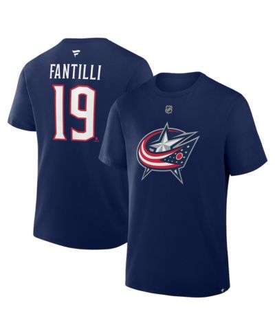 Fanatics Men's Adam Fantilli Navy Columbus Blue Jackets Authentic Stack Name & Number T-Shirt