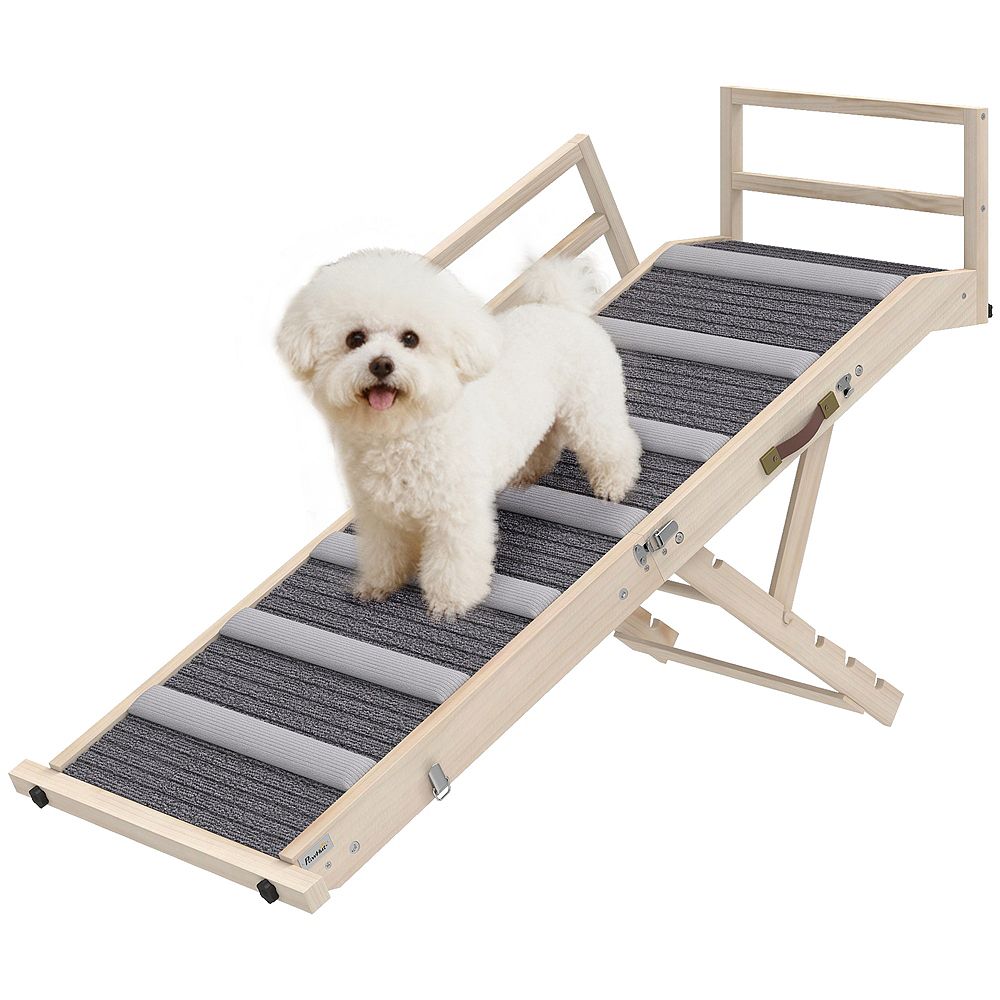 PawHut Dog Ramp, Folding Pet Ramp, 4 Adjustable Height from 15" to 19"