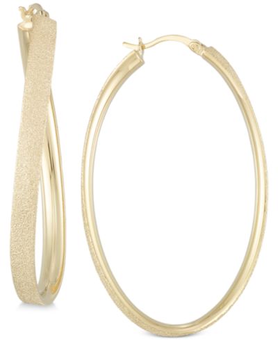 Simone I Smith Серьги-кольца с сатиновым покрытием, 18k Gold over Sterling Silver