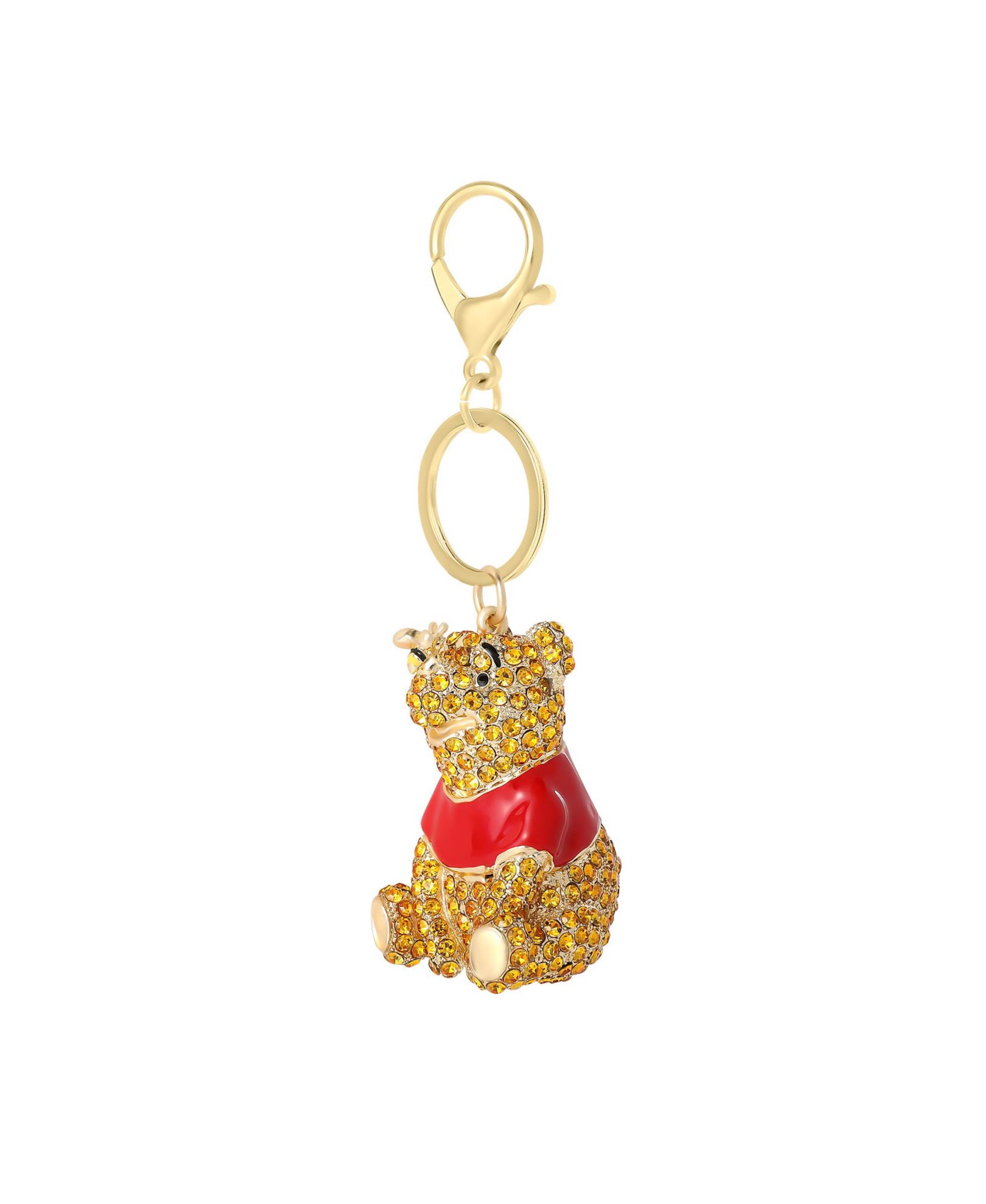 Disney Gold‑Tone With Enamel , Winnie The Pooh Crystal Keychain