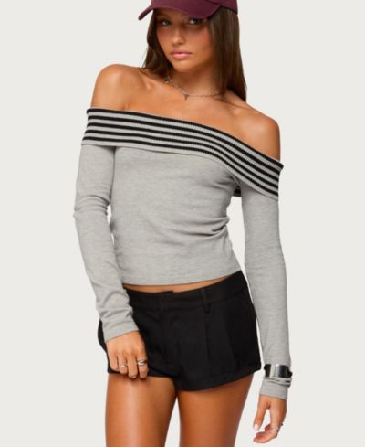 Женский трикотажный топ Edikted Leetal Stripey Foldover