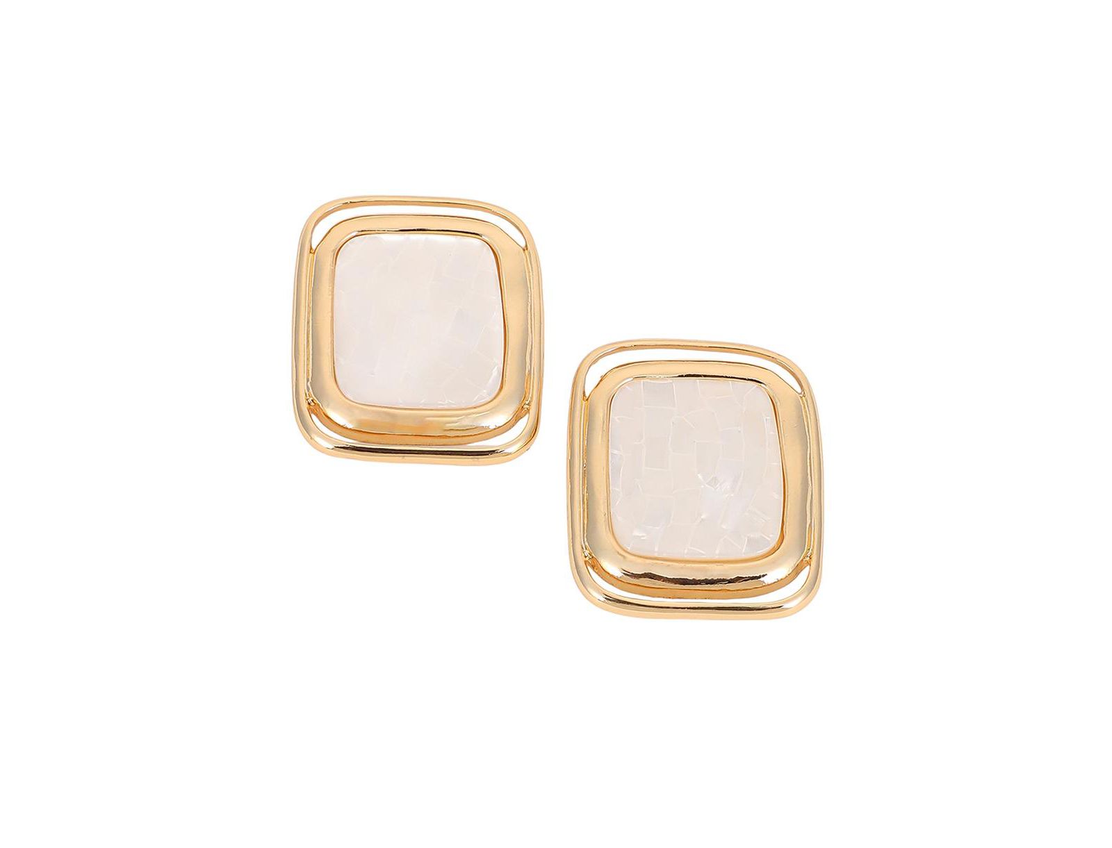 SOHI Gold Mozaic Quad Statement Earrings