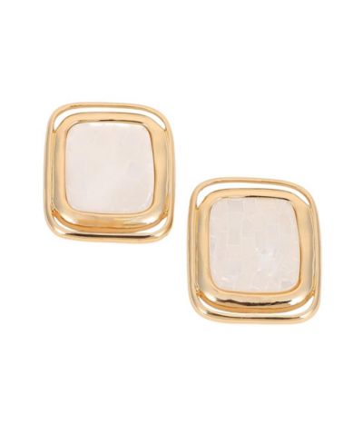 SOHI Gold Mozaic Quad Statement Earrings