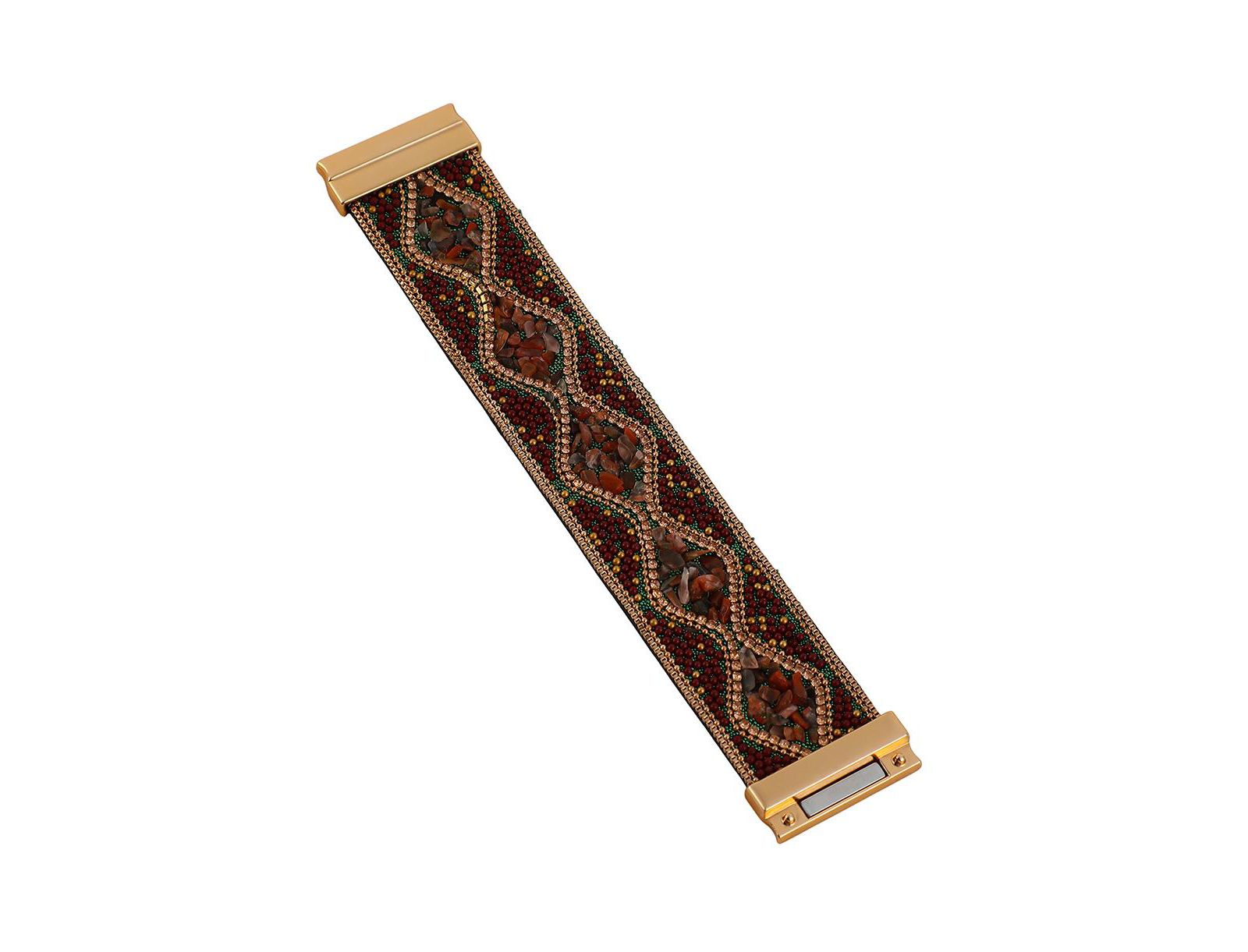 Браслет-акцент с завитками Forest Green/Wine Red SOHI