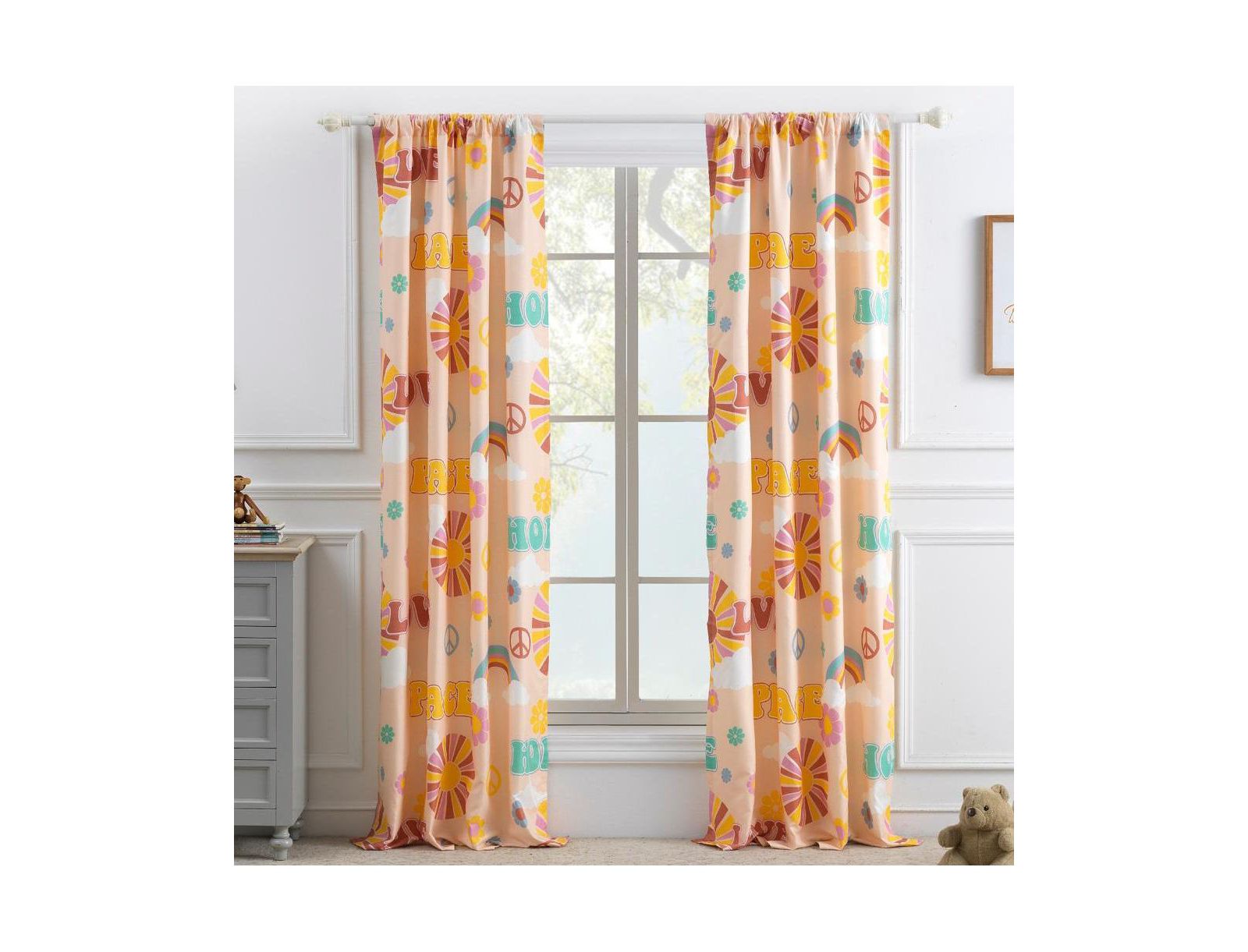 Greenland Home Fashion Cassidy Window Drapes for Bedroom/Living Room Curtain Panel Set - Peach 84x84"