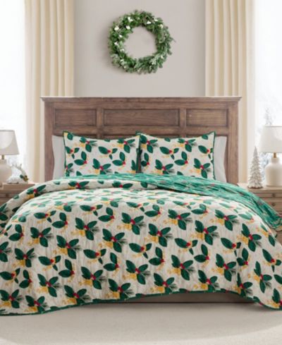 Комплект стеганого одеяла Hallmark Bedding Poinsettia Holiday 3-Pc., Full/Queen