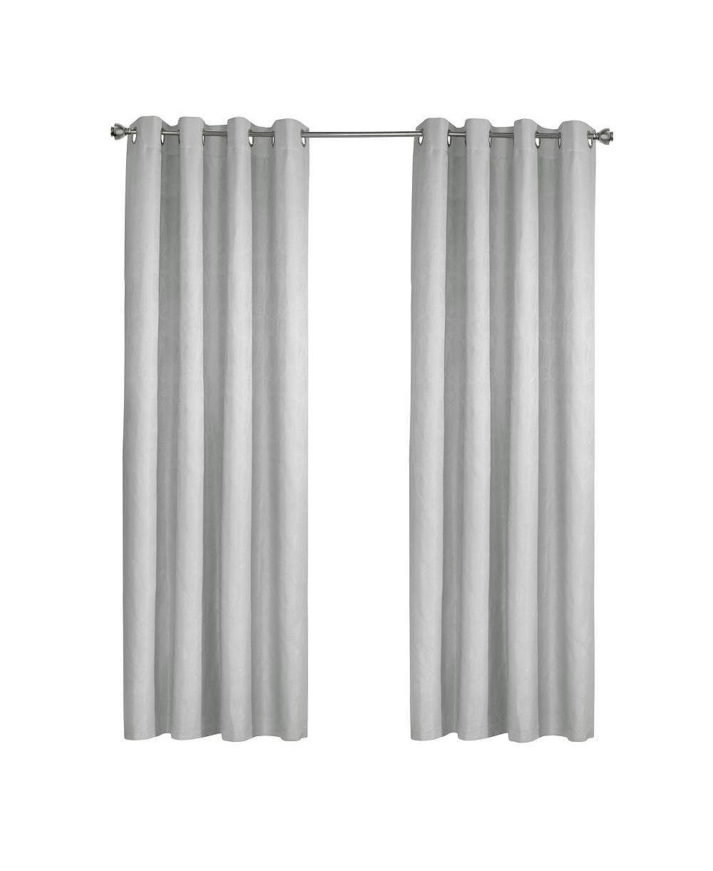 Thermaplus Margot 100% Blackout Subtle Textured Geometric Pattern Grommet Curtain Panel White