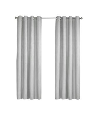 Thermaplus Margot 100% Blackout Subtle Textured Geometric Pattern Grommet Curtain Panel White