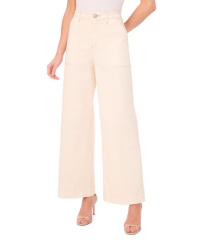 CeCe Women's Wide Leg Patch Pocket Jeans