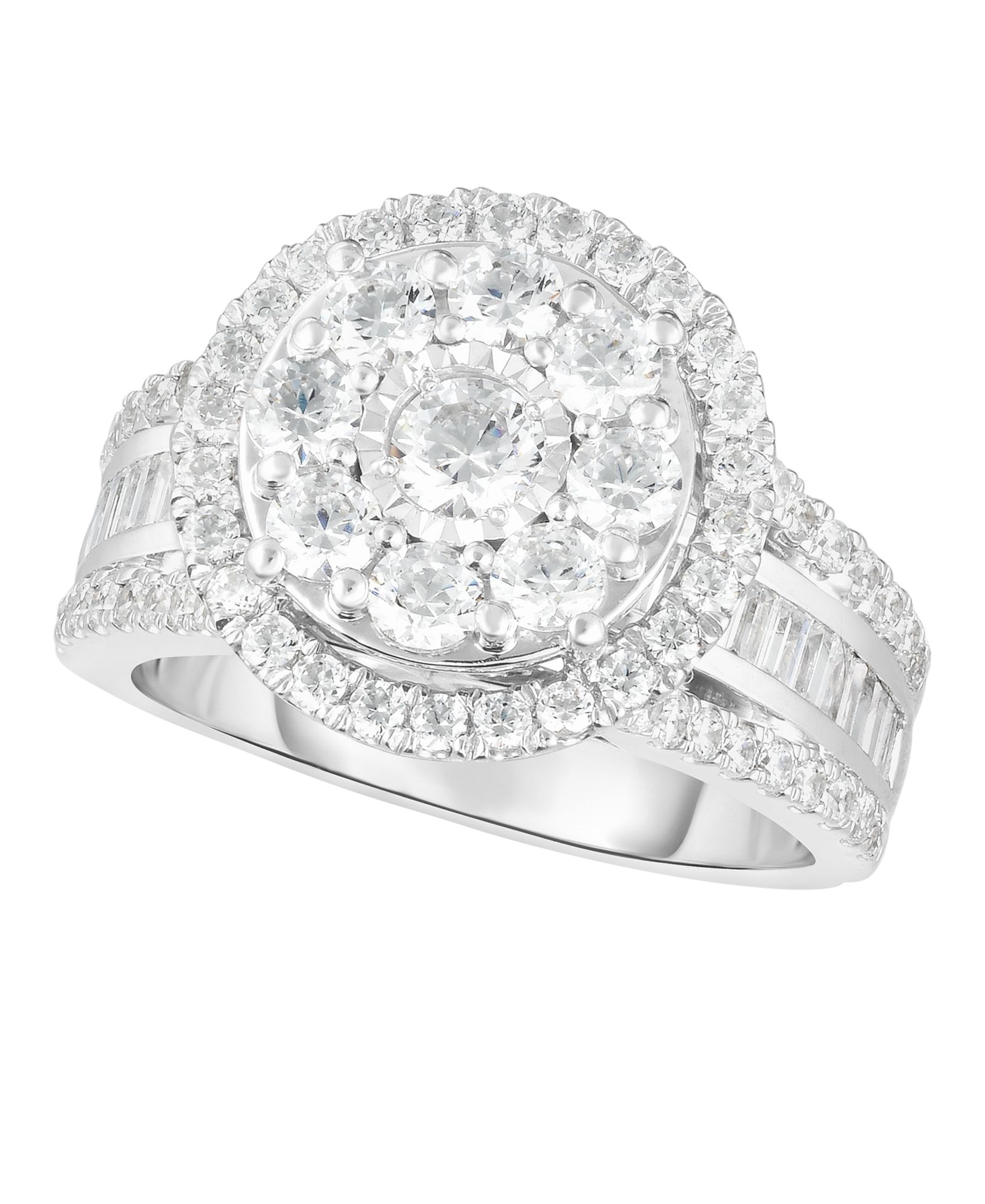 Кольцо с бриллиантом в окружении Halo, 10k White Gold