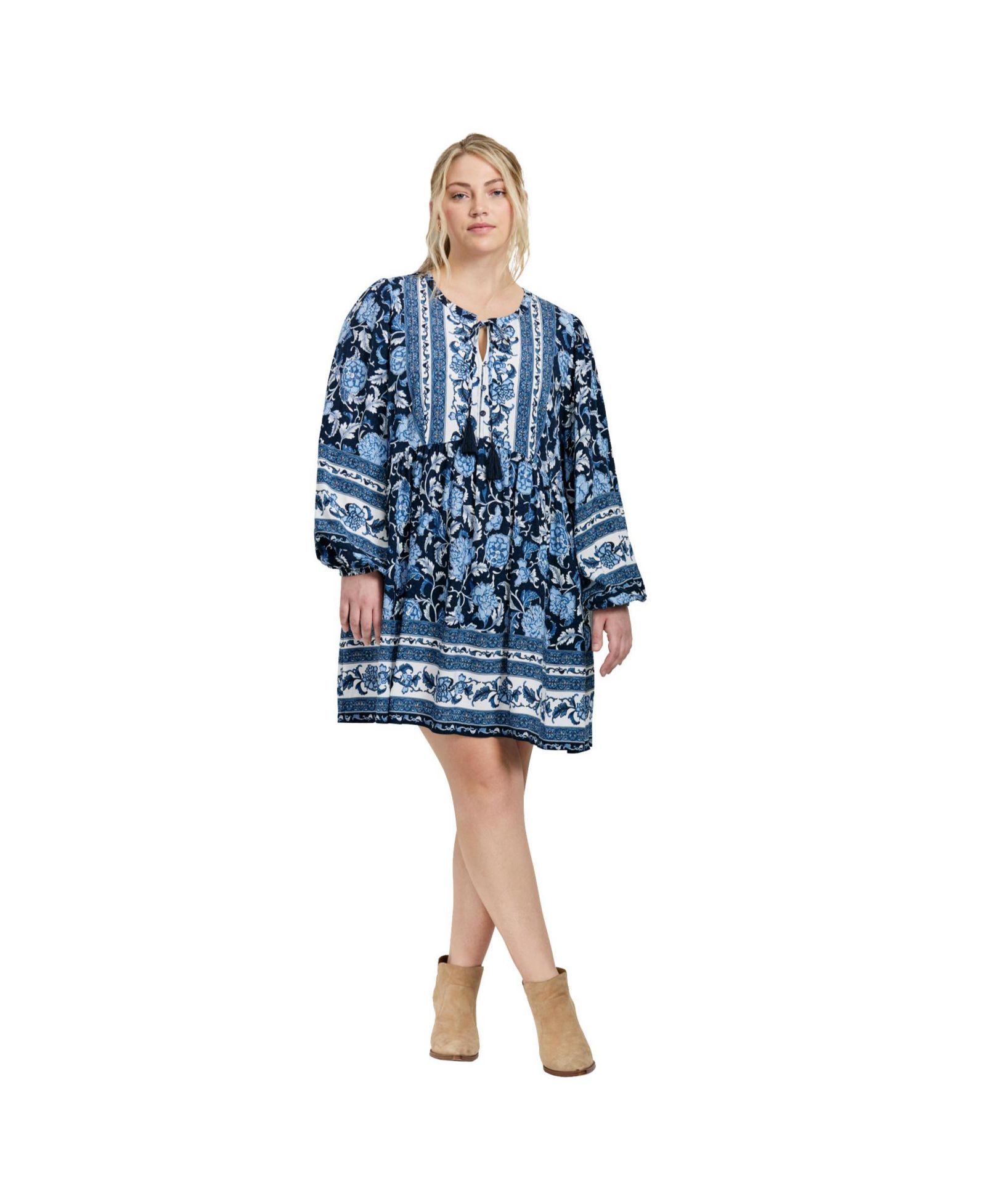 Женское мини-платье Avenue Plus Size Livvy Boho Border Print