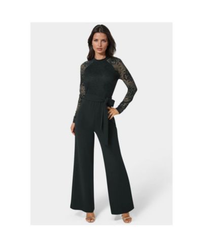 Bebe Women's Lace and Bodice Straight Leg Jumpsuit.