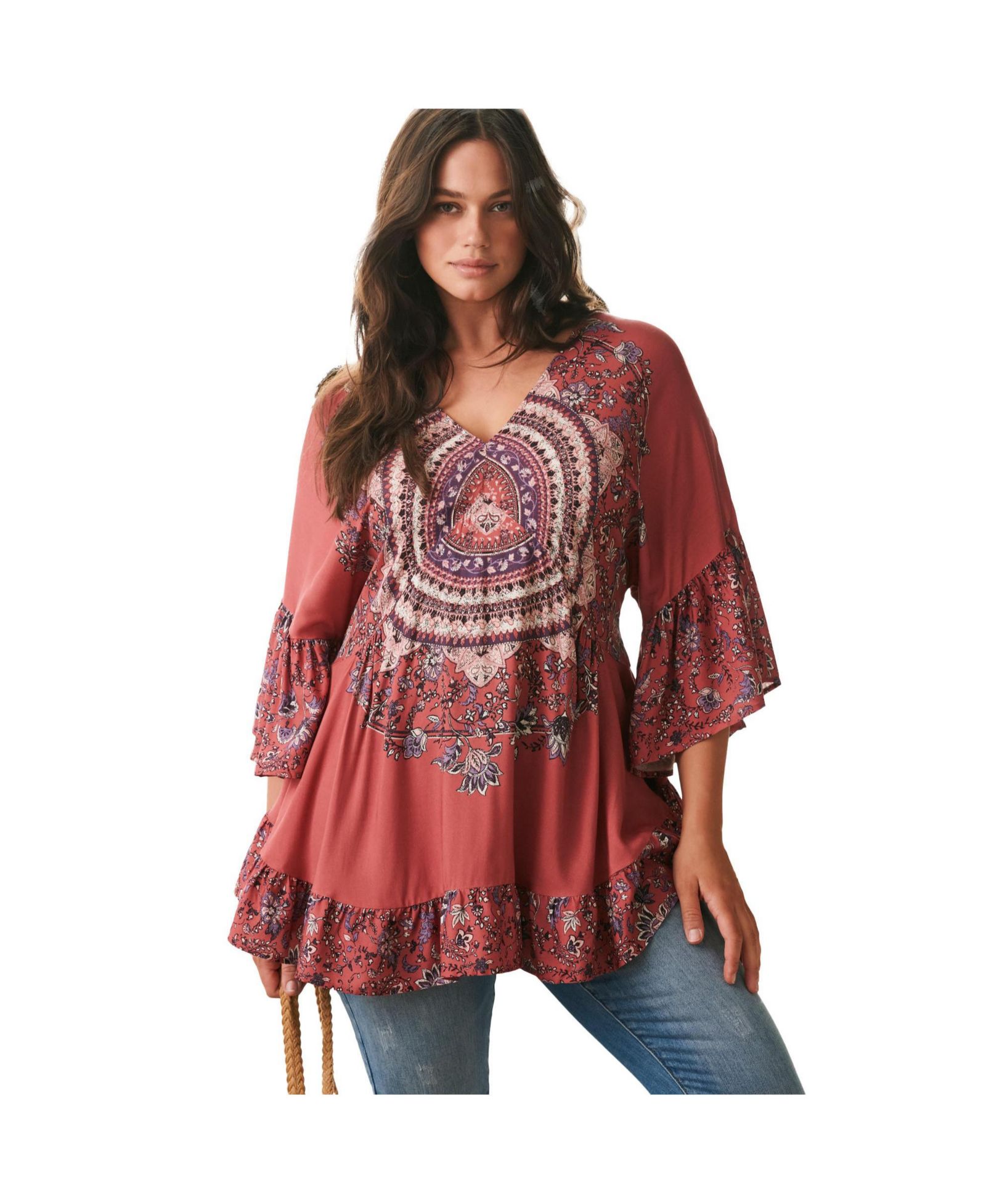 Женский туник Avenue Plus Size Frankie Frill Detail