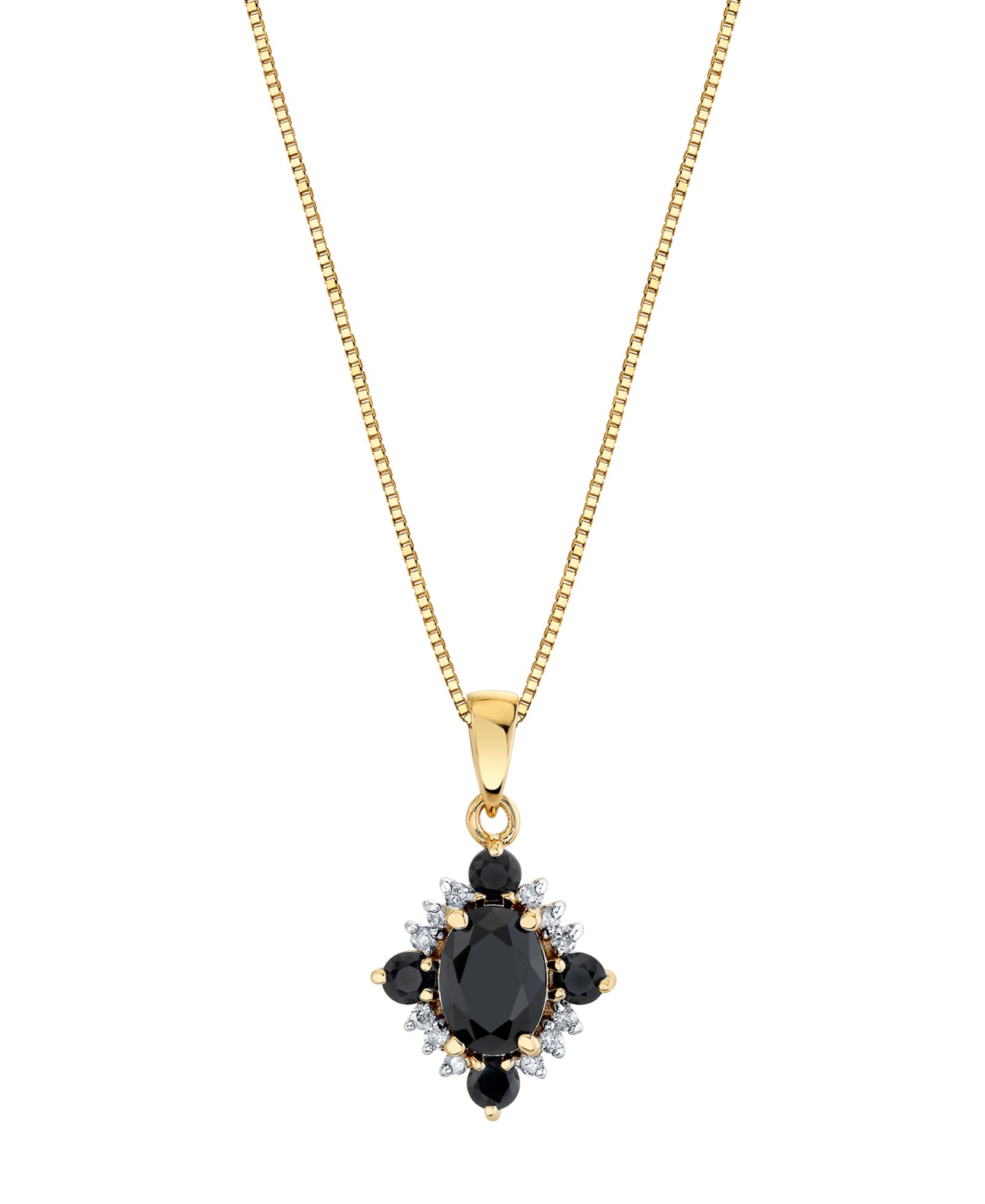 Macy's подвеска-кулон Onyx (1 ct. t.w.) & Diamond (1/10 ct. t.w.) в 10k Yellow Gold