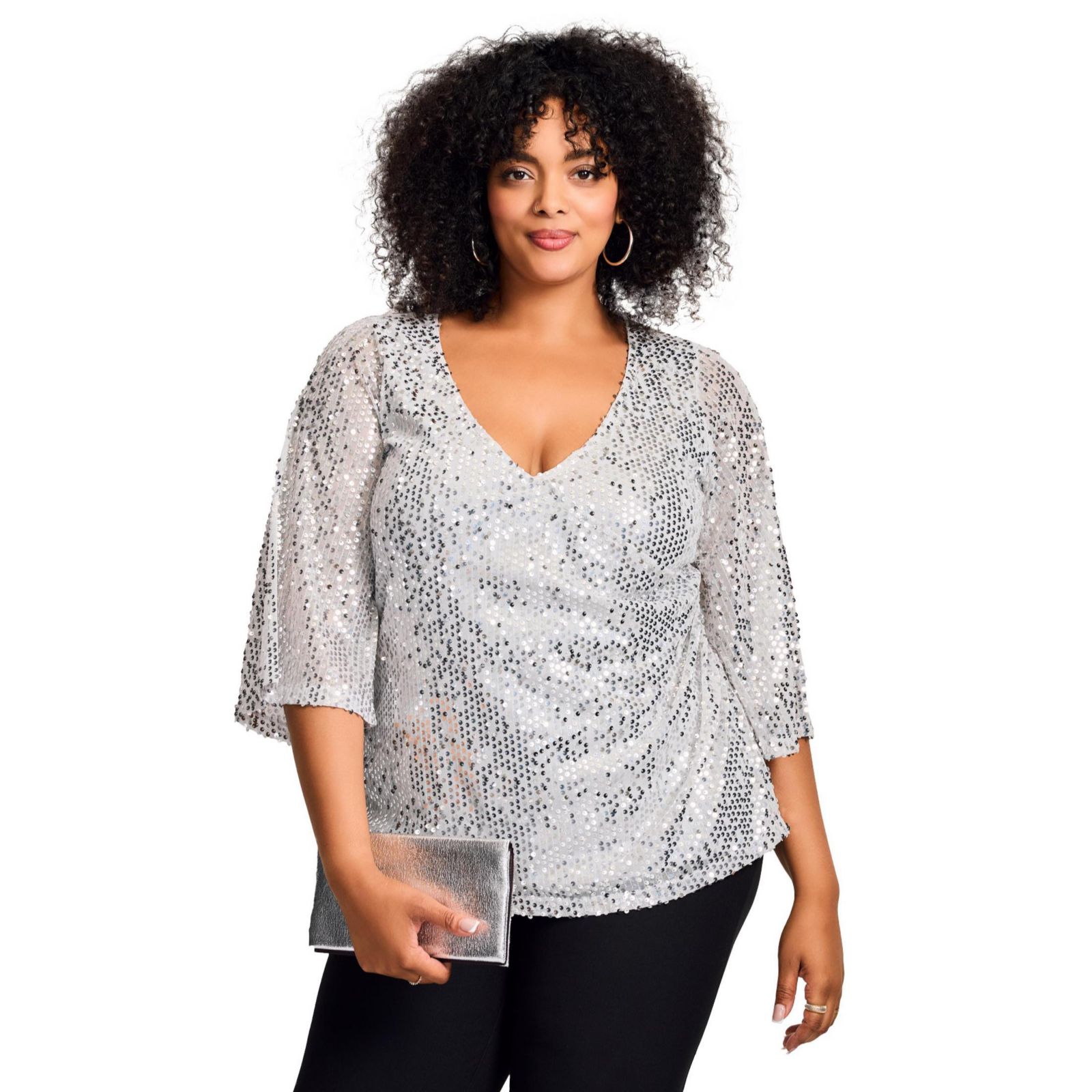 Женский топ Plus Size Avenue Faux Wrap Sequin