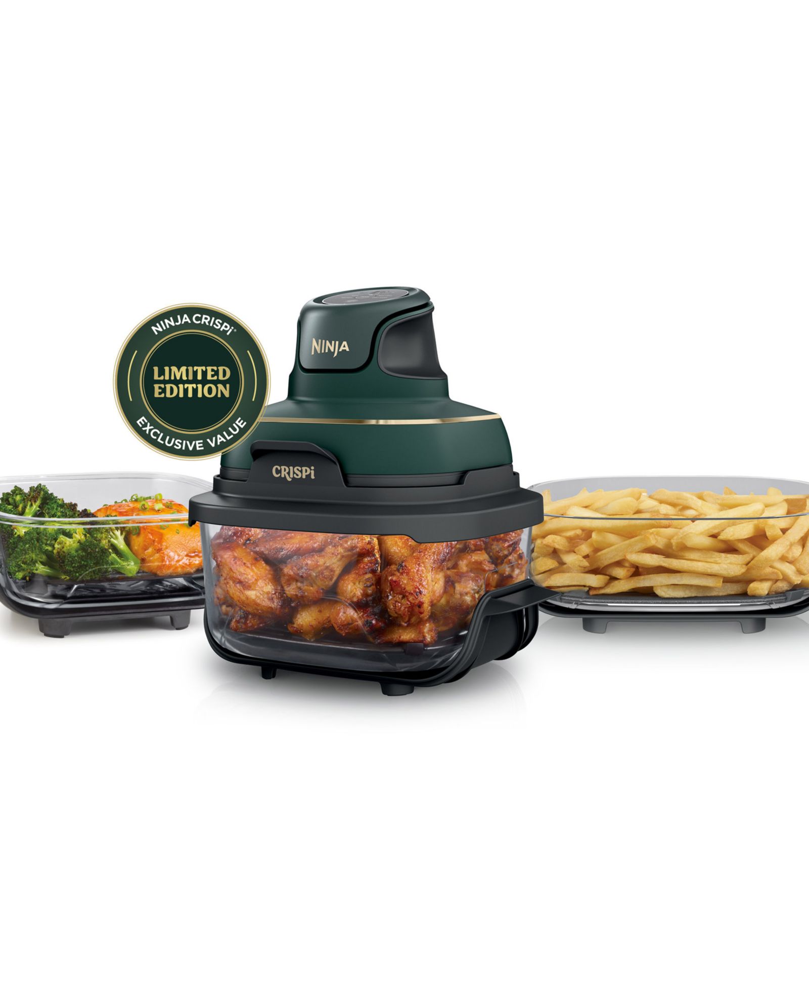 Аэрофритюрница Ninja Crispi System 4-Quart Green Digital 3-Baskets, Limited Edition