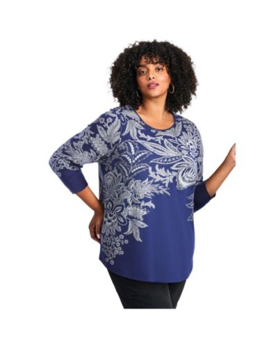 AVENUE Plus Size Millie Женский топ с 3/4 рукавом