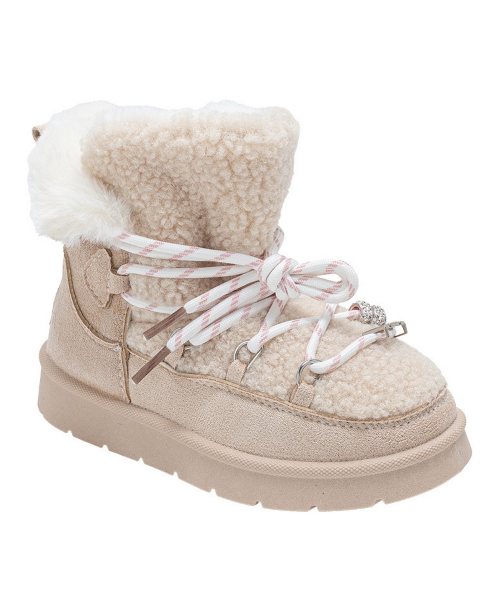 Bebe Girl's Faux Shearling Lace Up Winter Boots