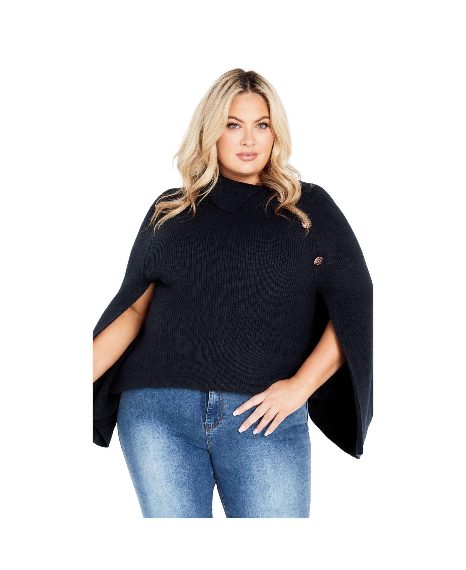 Avenue Women's Plus Size Dani Button Cape