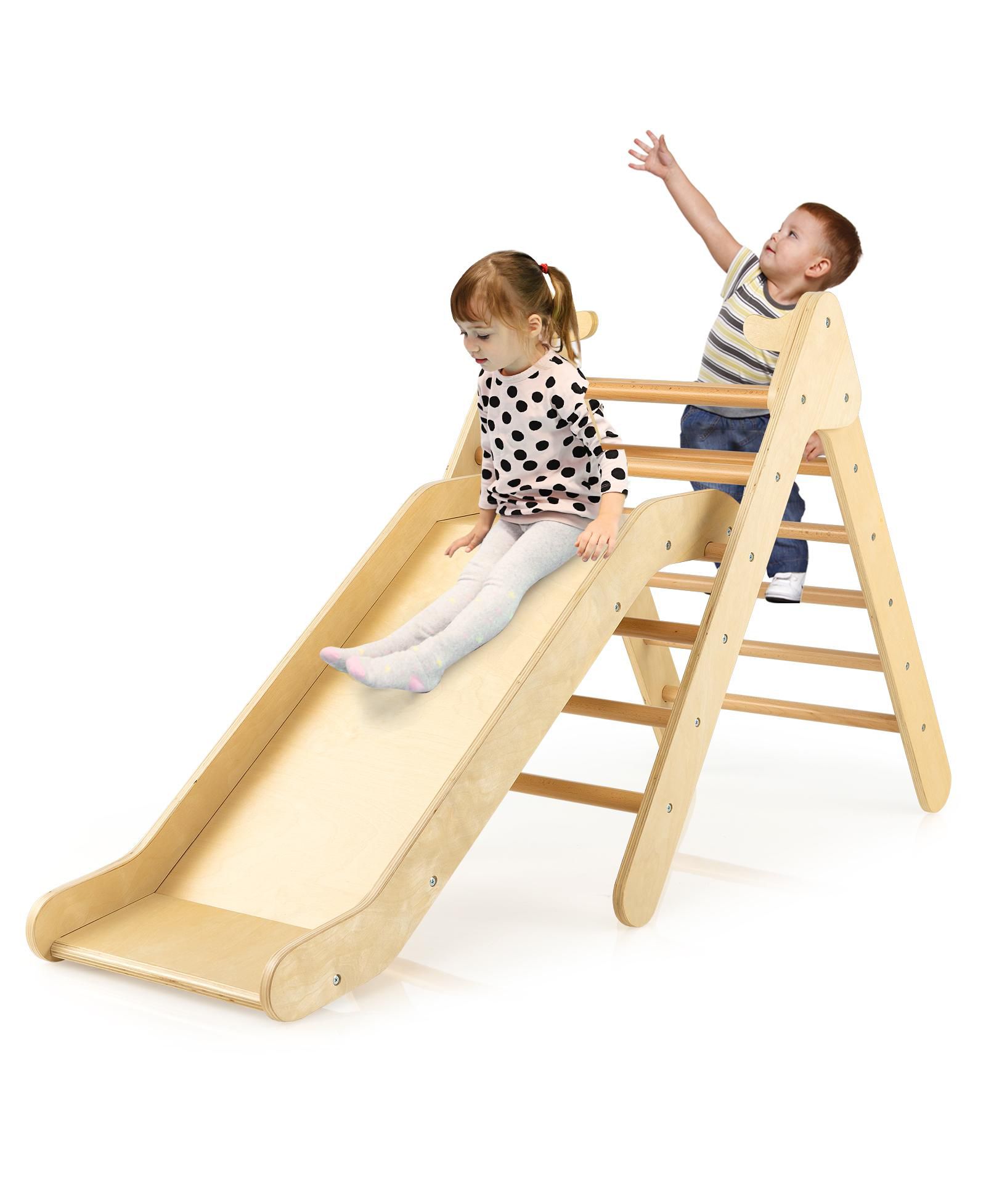 Деревянный игровой комплекс SKONYON 2-in-1 с горкой