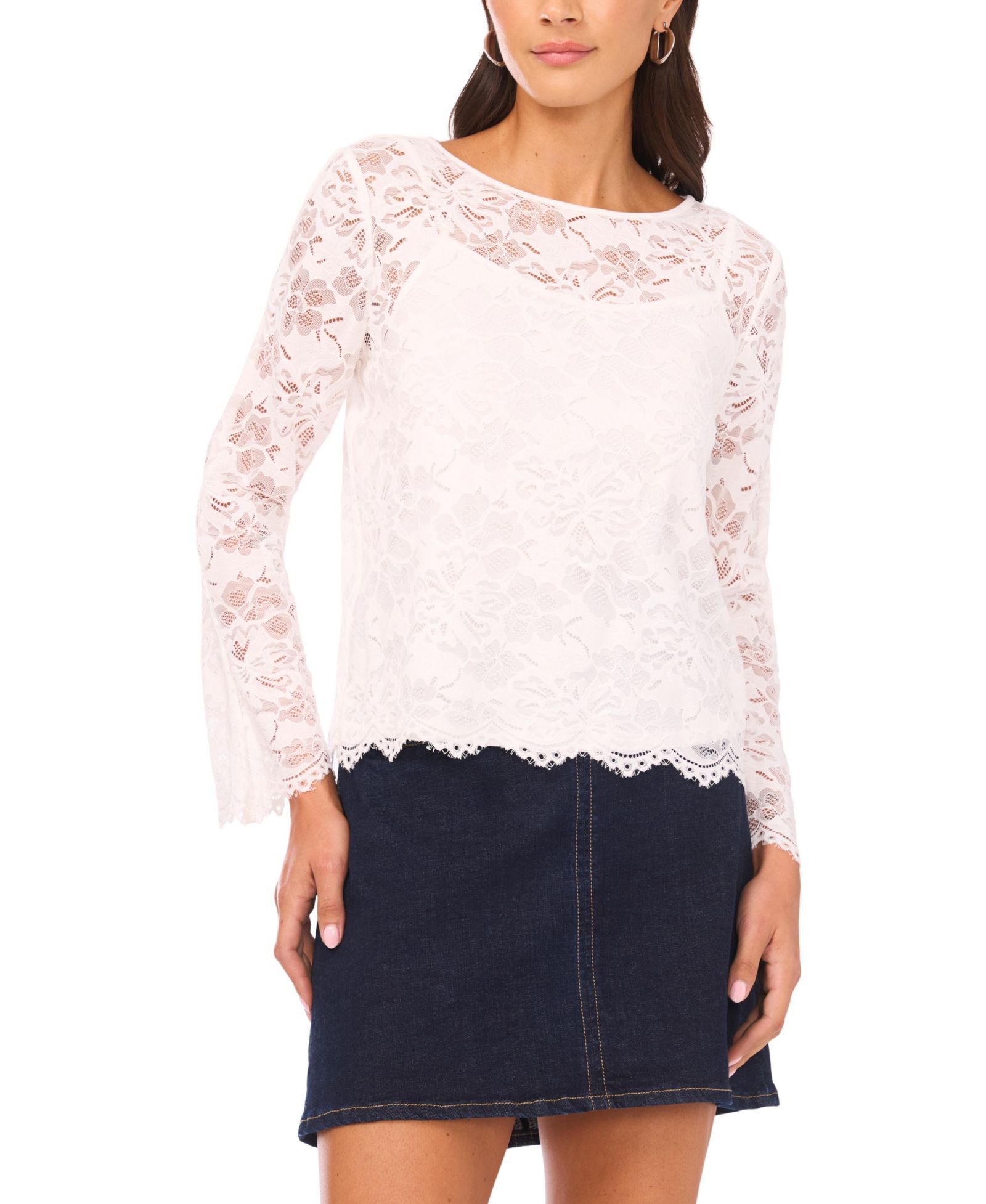 Vince Camuto Women's Crewneck Long-Sleeve Knit Top