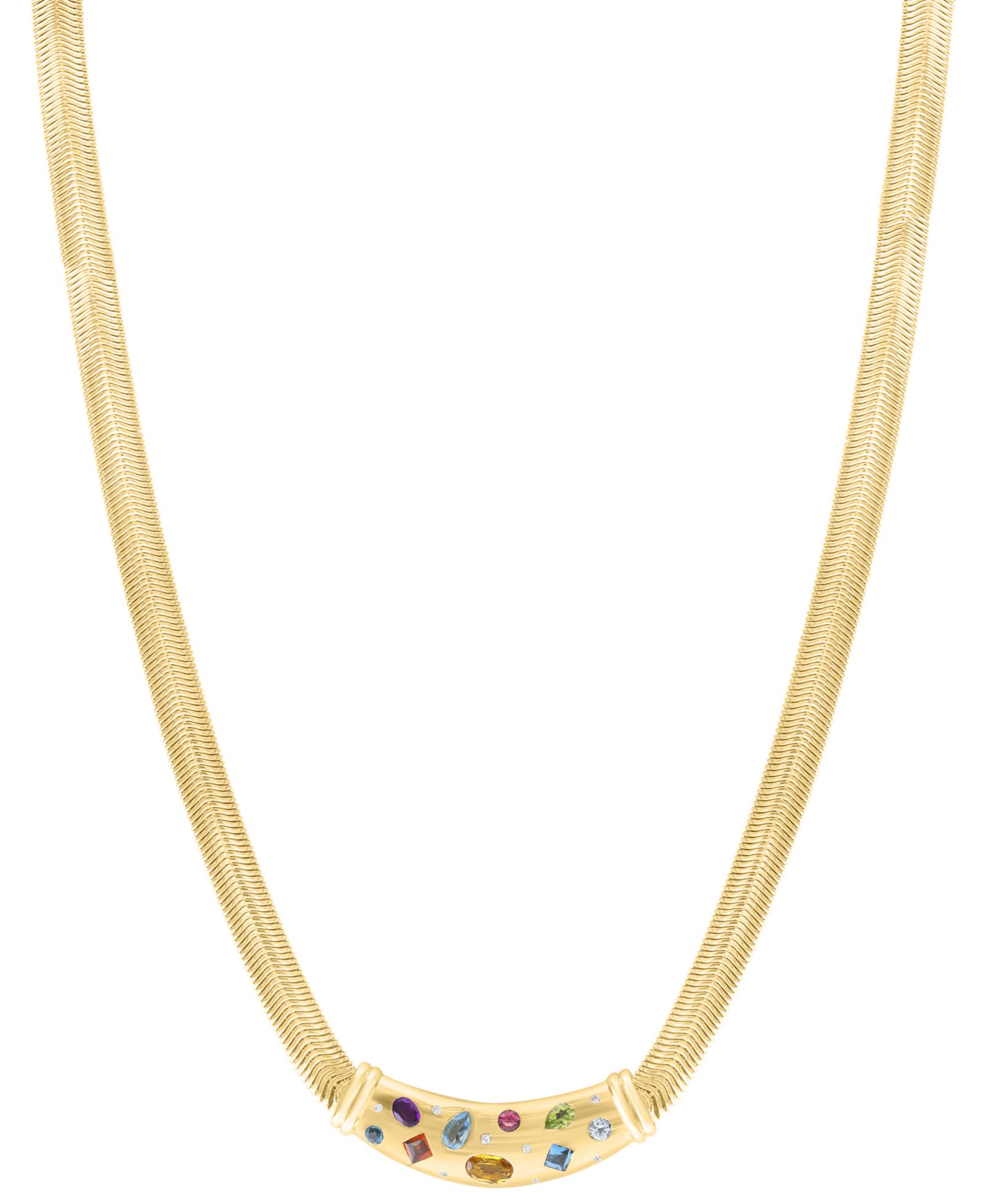EFFY Collection Multi-Gemstone and Diamond (1/20 ct. t.w.) Necklace in Gold Over Silver