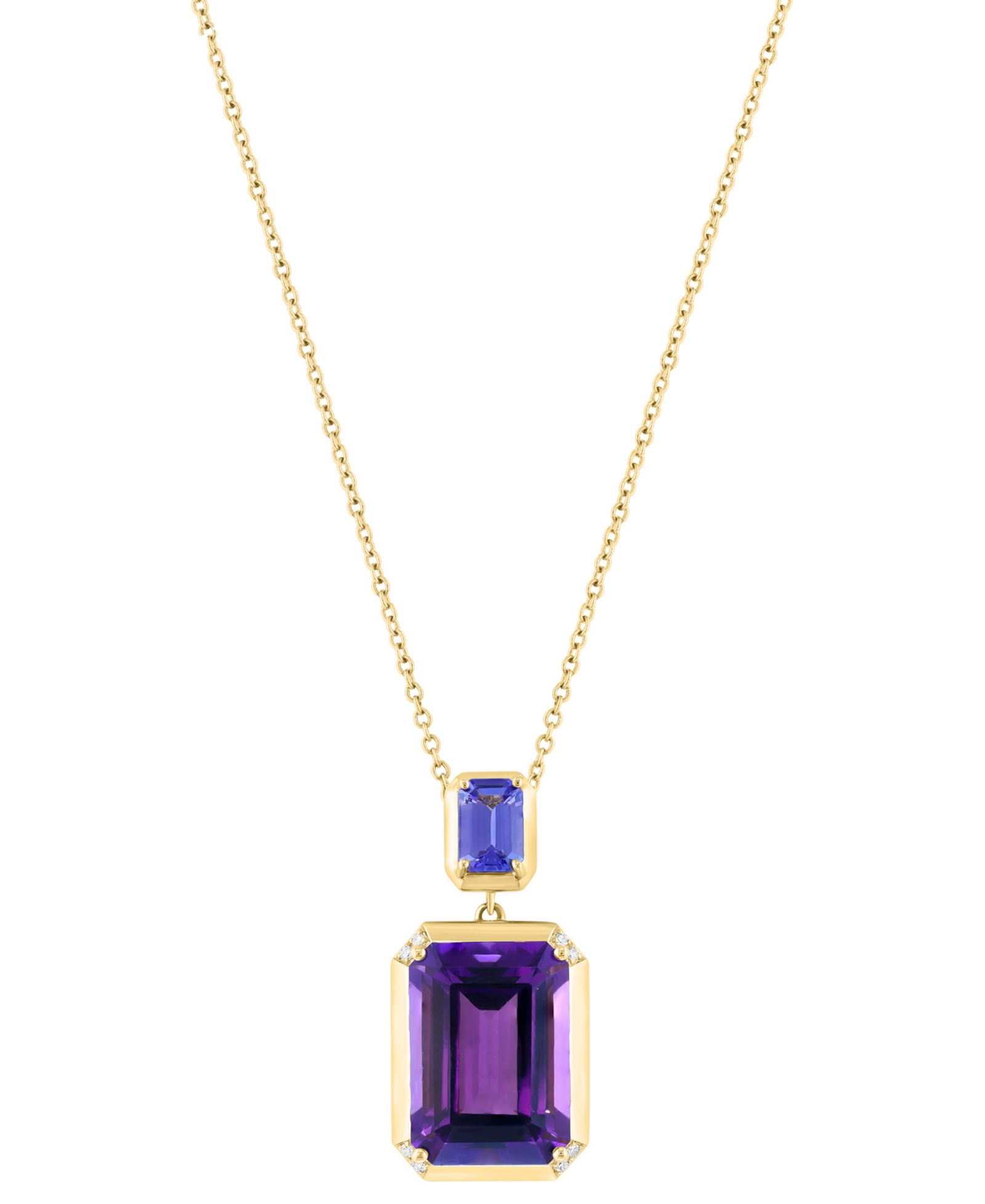 EFFY Collection подвеска с бриллиантом (0.004 ct. t.w.), аметистом (5-1/2 ct. t.w.) и танзанитом (1/2 ct. t.w.) в золоте 14k поверх серебра
