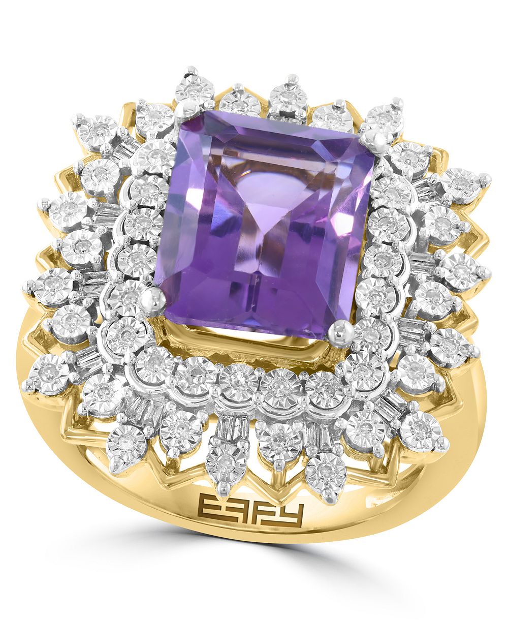Кольцо EFFY Collection Amethyst и Diamond в золоте и серебре