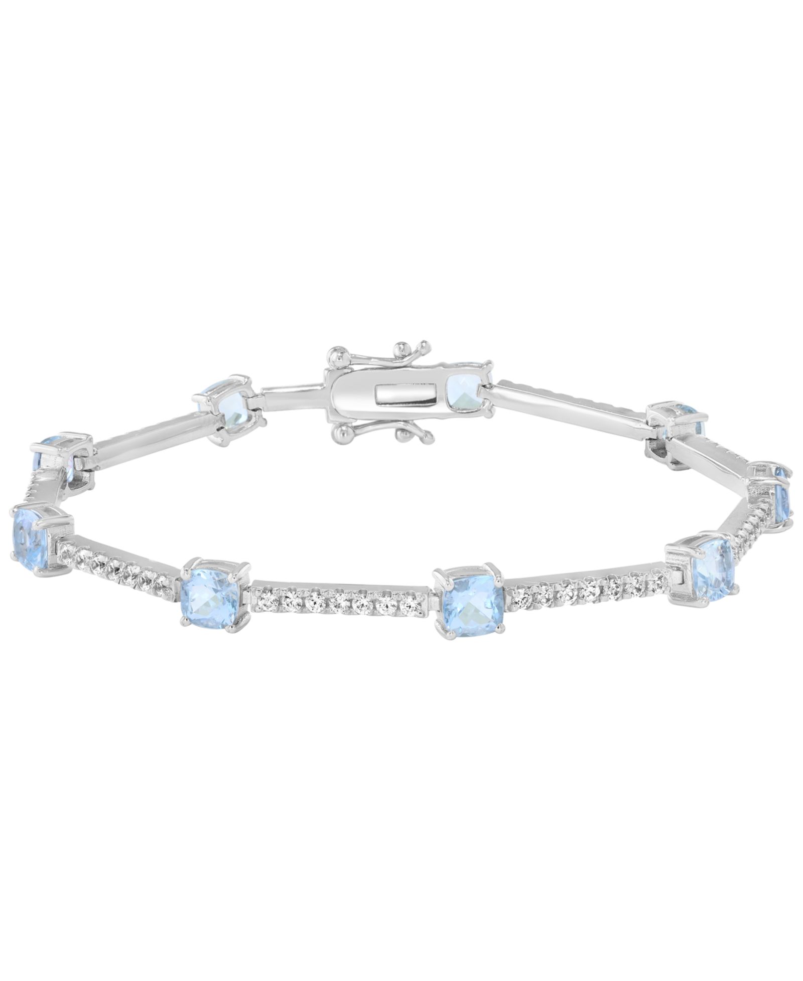 EFFY Collection Aquamarine (4-3/4 ct. t.w.) and White Zircon Bracelet (2-1/20 ct. t.w.) in Sterling Silver