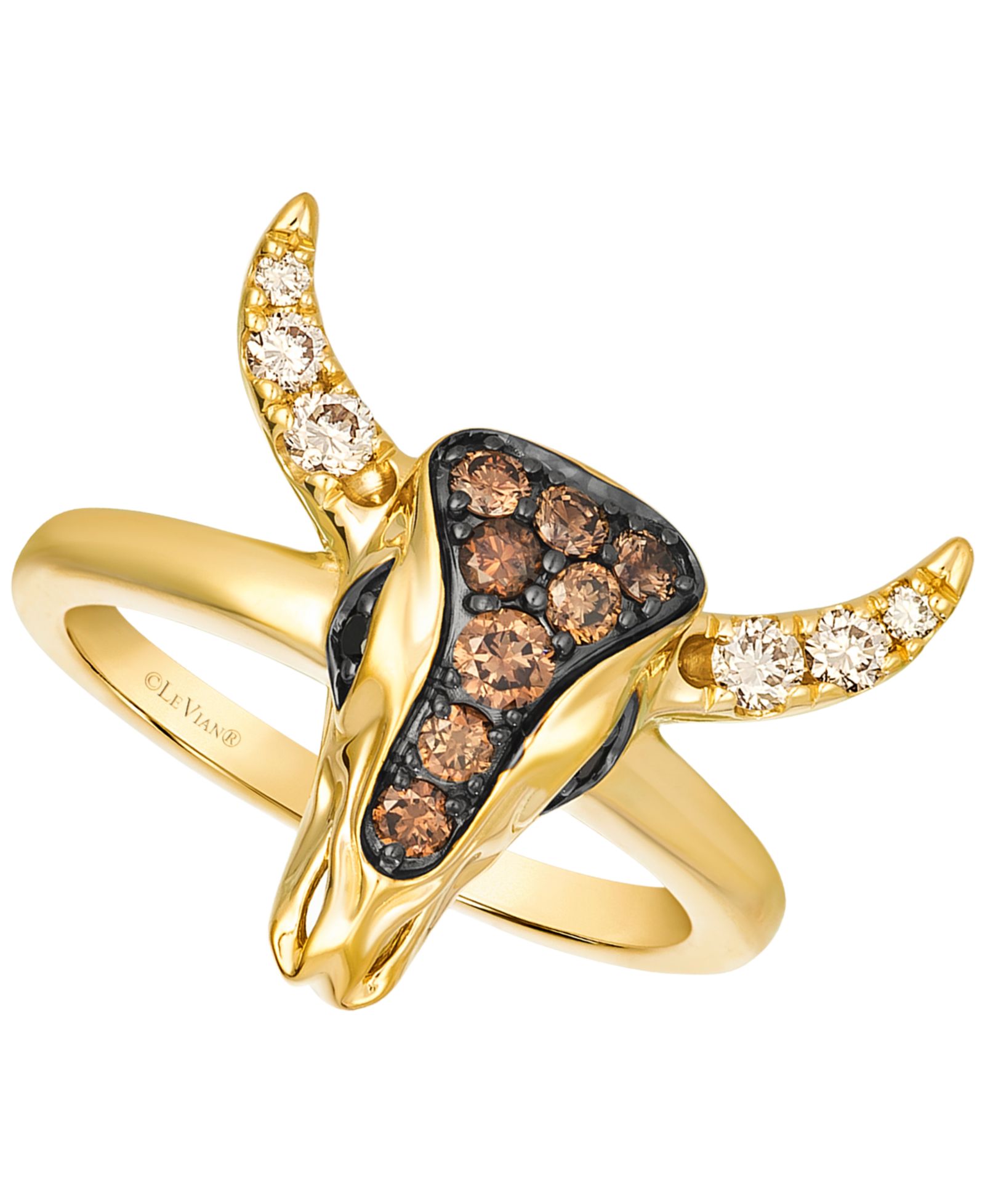 Кольцо Le Vian Western Bull с бриллиантами Chocolate (0.30 ct. t.w.), Nude (0.18 ct. t.w.) и Blackberry (0.03 ct. t.w.) в золоте 14k Honey Gold