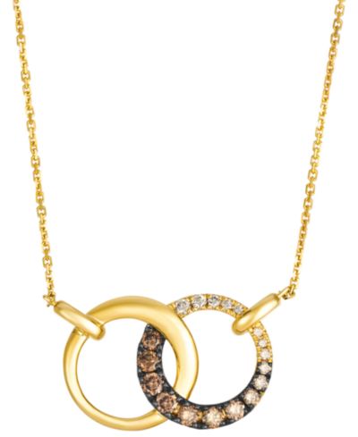 Le Vian Chocolate Ombre Diamond Adjustable Interlocking Circles Necklace (0.55 ct. t.w.) in 14k Honey Gold