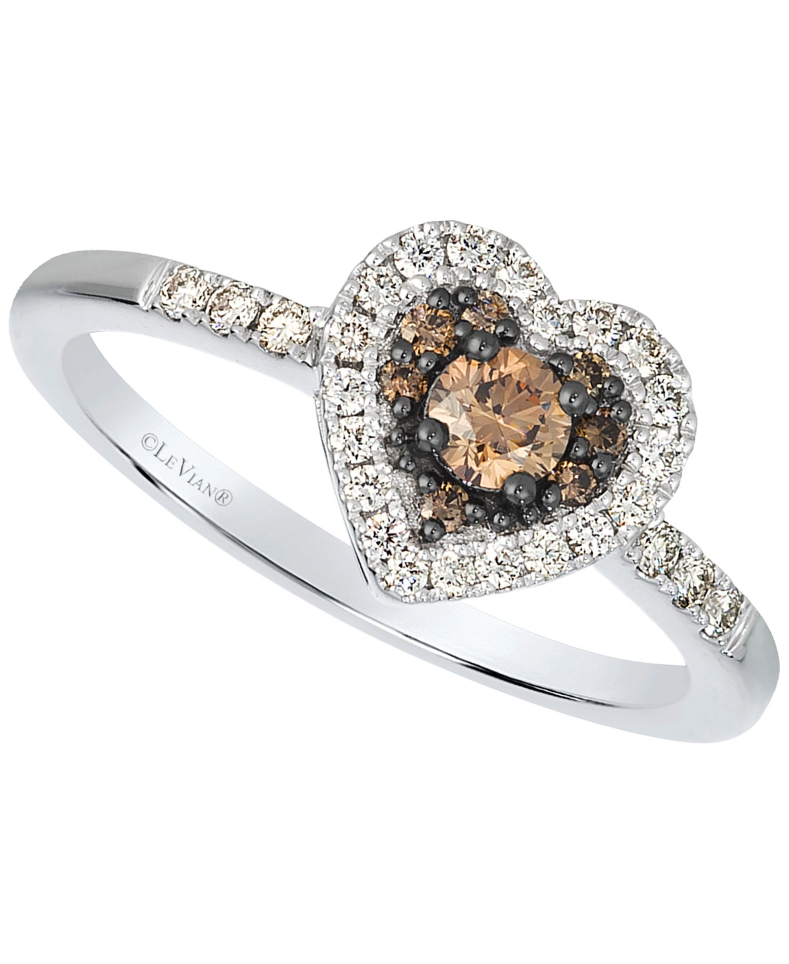 Кольцо Le Vian Chocolate Diamond (0.24 ct. t.w.) & Vanilla Diamond (0.19 ct. t.w.) Heart в 14k Vanilla Gold