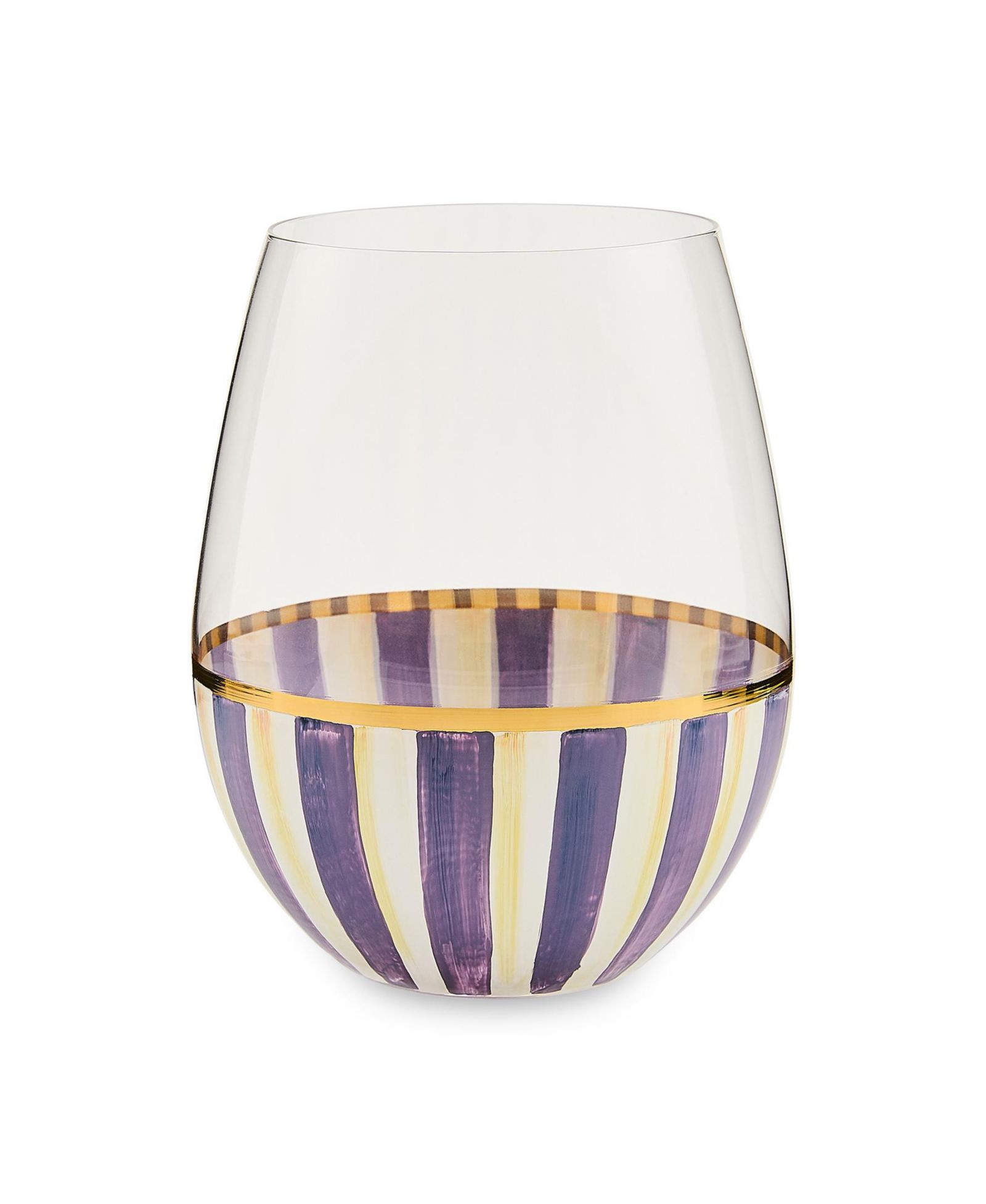 MacKenzie-Childs Violet Stripe Stemless Wine Glass