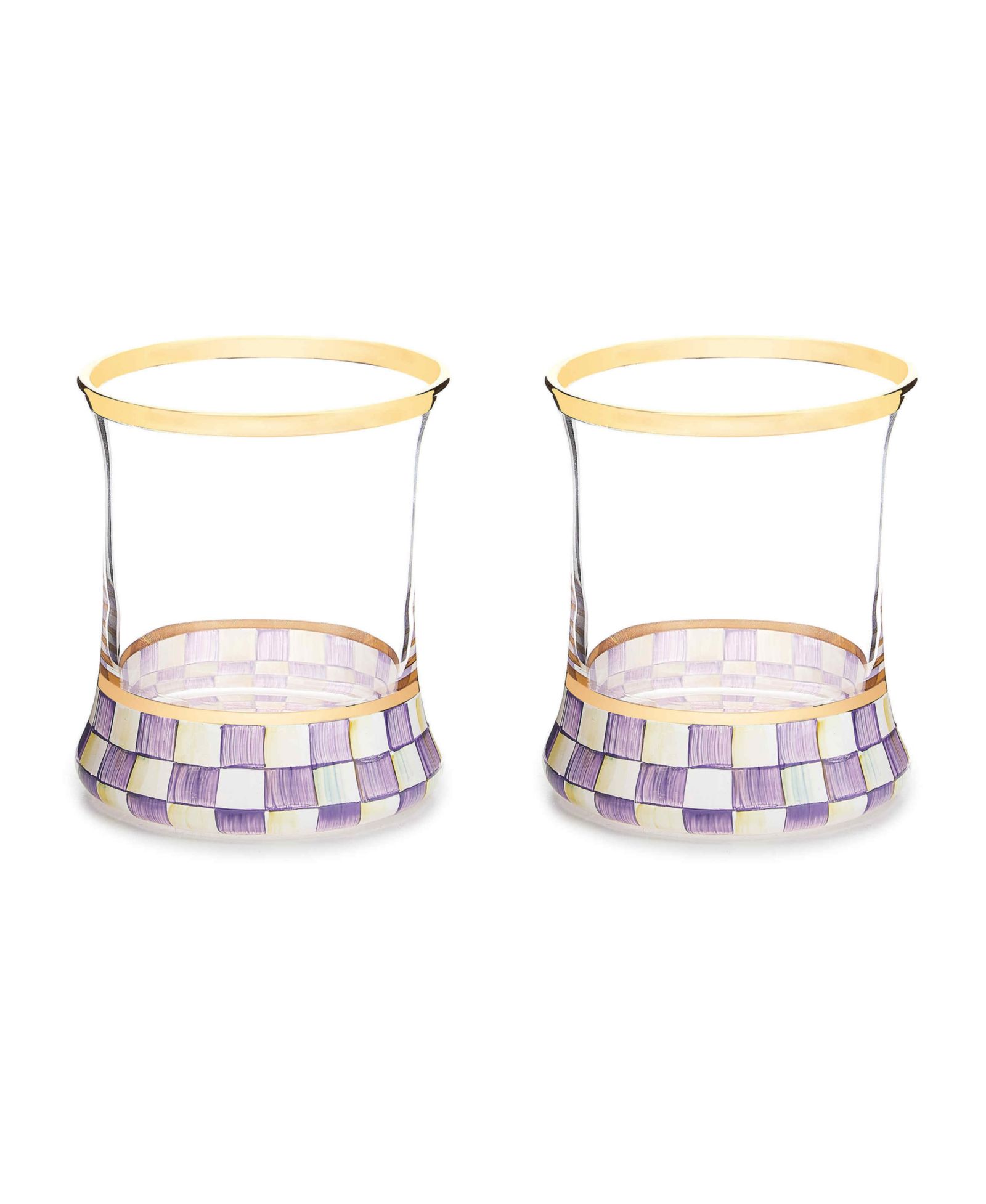 Набор стаканов MacKenzie-Childs Violet Check ручной работы, 2 шт