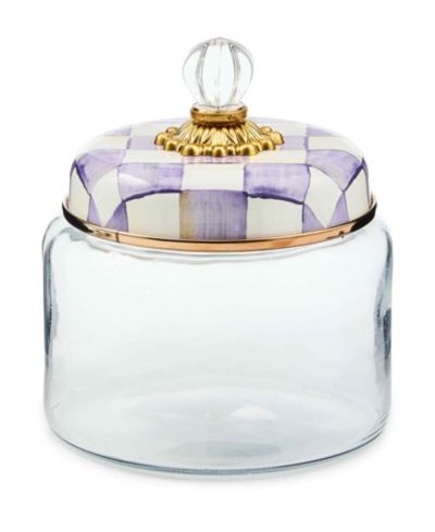 MacKenzie-Childs Violet Check Small Handmade Kitchen Canister