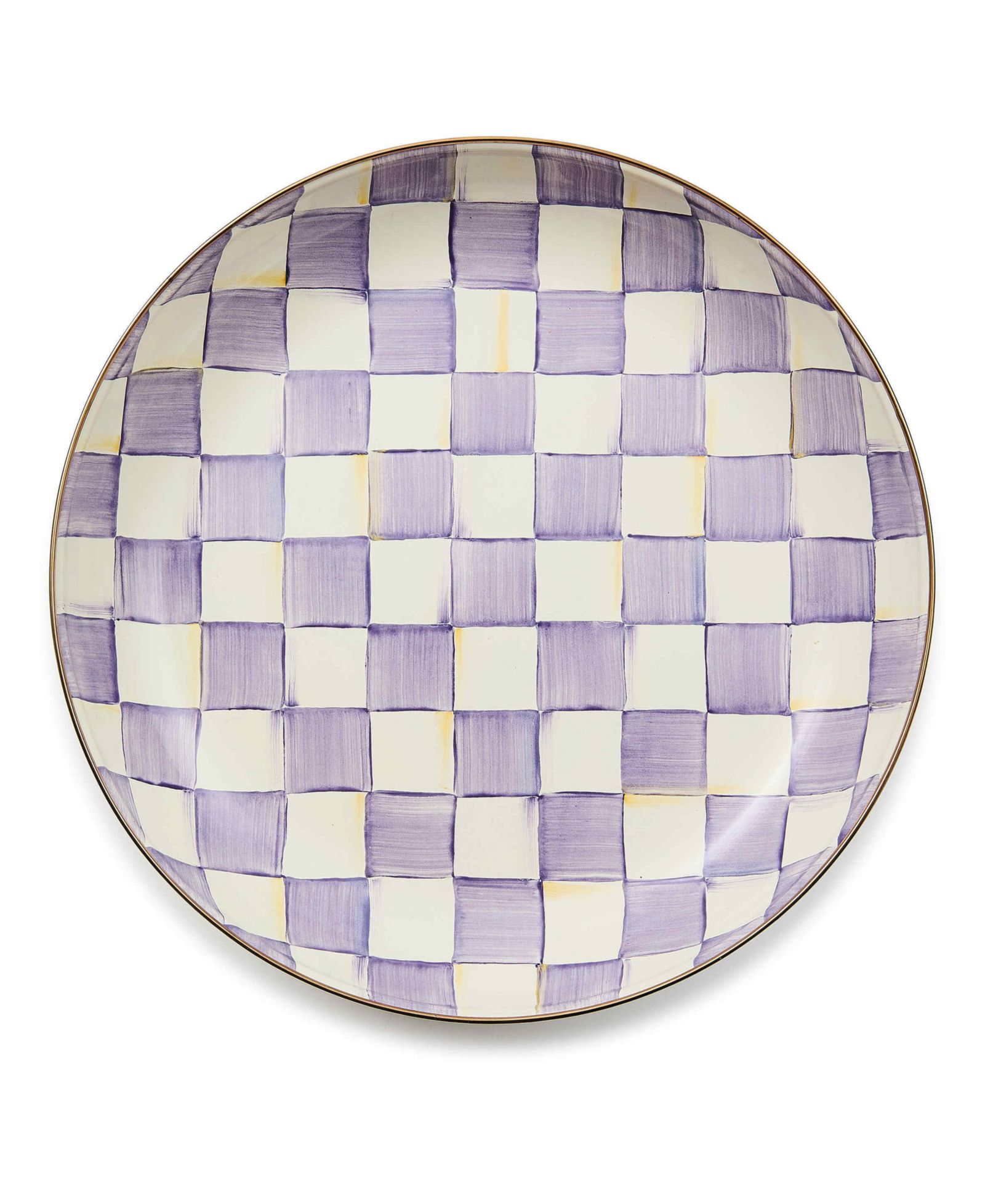 MacKenzie-Childs Violet Check Handmade Abundant Bowl