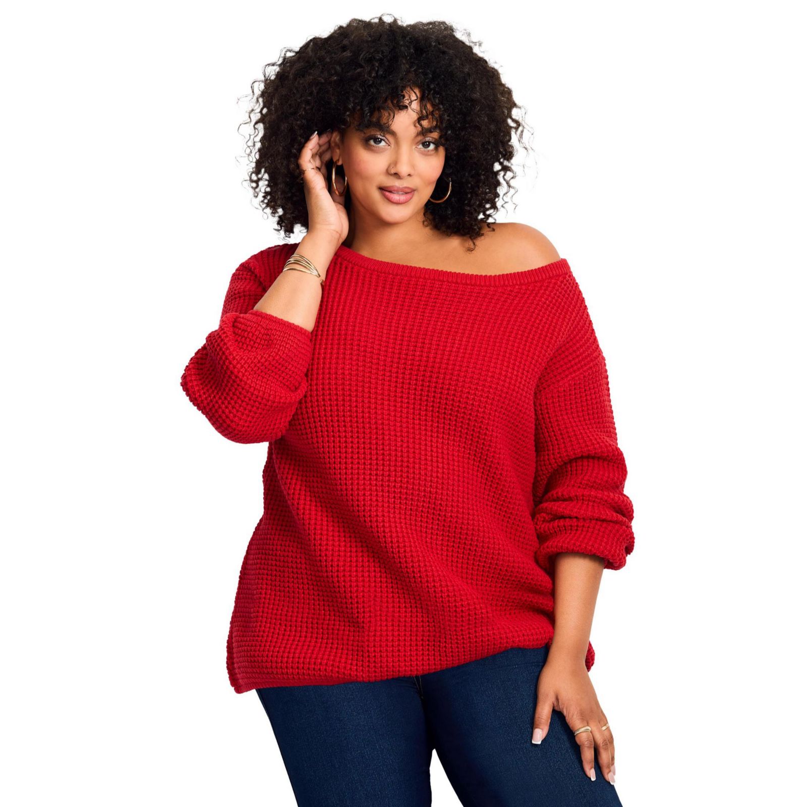 AVENUE Women's Waffle Stitch Pullover Sweater