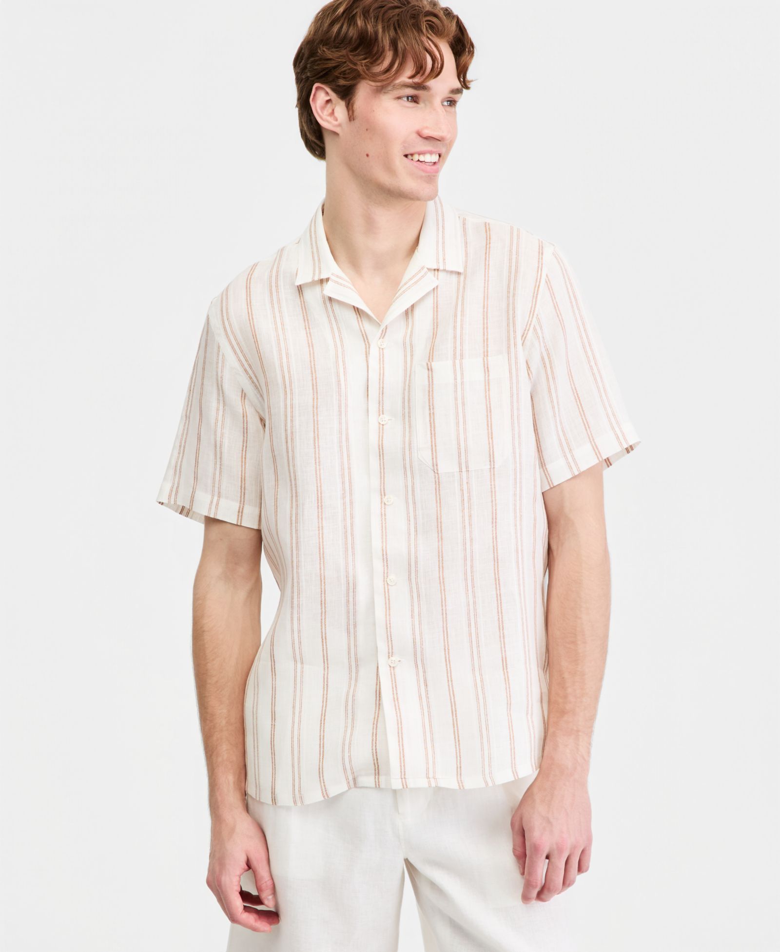 Club Room Men's Textured Stripe Linen Short-Sleeve Shirt, Macy's Exclusive