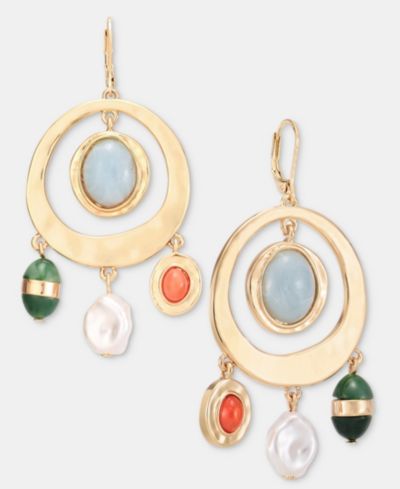 Style & Co Stone & Imitation Pearl Orbital Drop Earrings, Macy's Exclusive